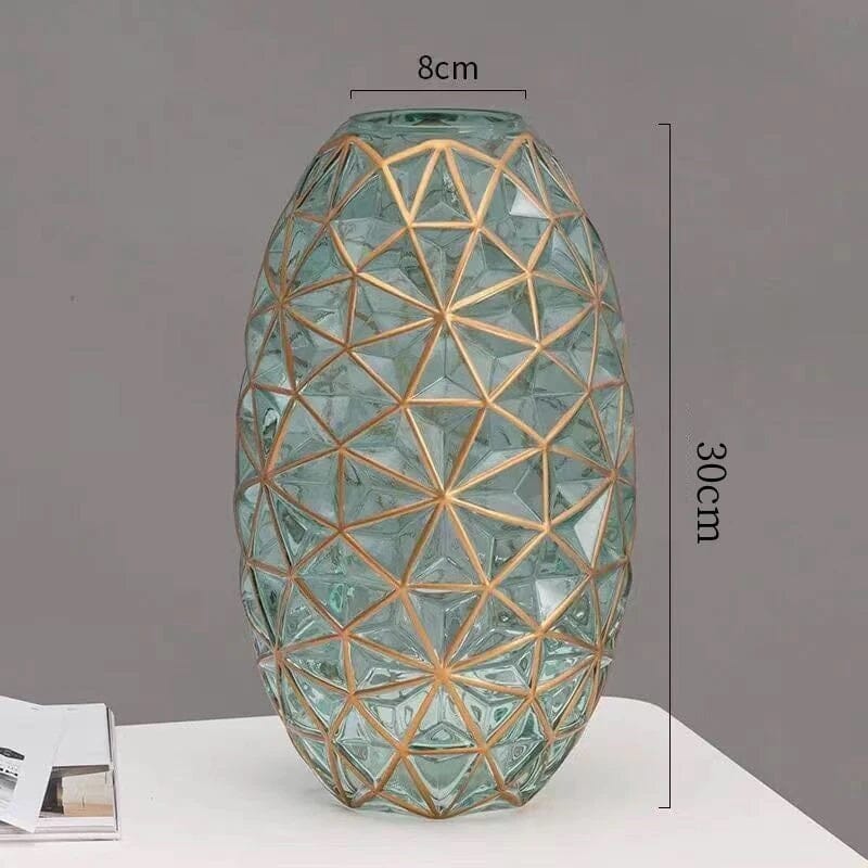 Vaso Luxuoso Geométrico de Vidro Minimalista - Decors
