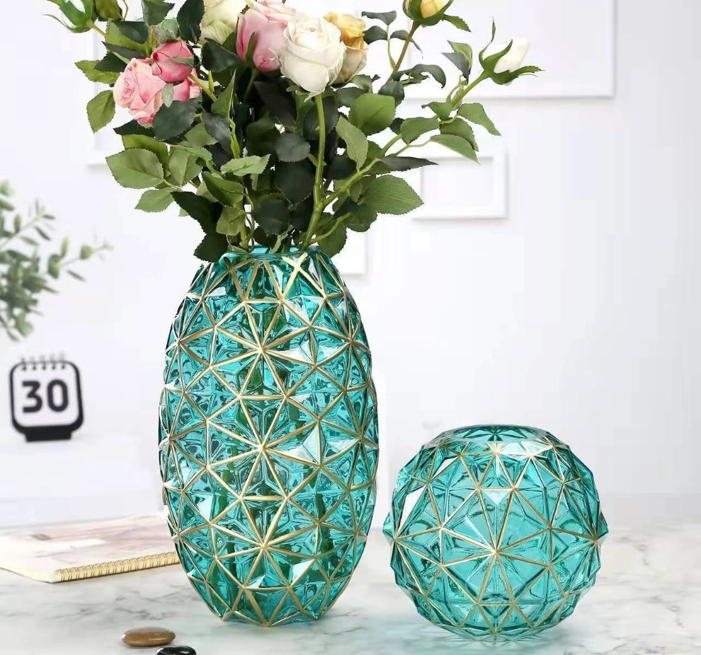 Vaso Luxuoso Geométrico de Vidro Minimalista - Decors